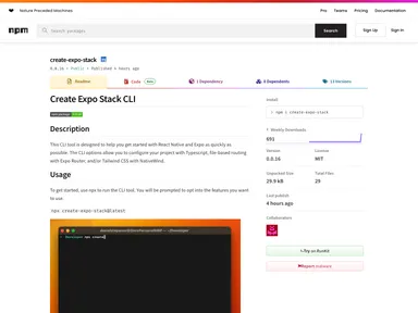 Create Expo Stack screenshot