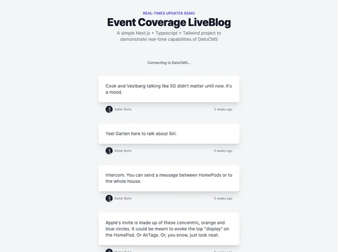 Next Event Coverage Liveblog screenshot