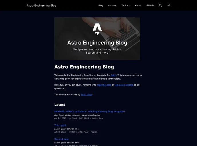 Astro Engineering Blog screenshot
