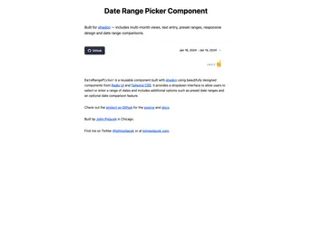 Date Range Picker For Shadcn screenshot