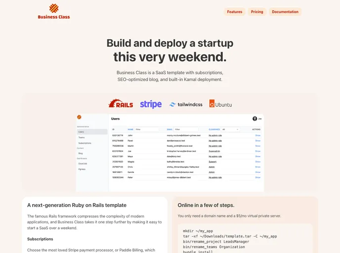 Business Class Ruby On Rails Fullstack Boilerplate screenshot