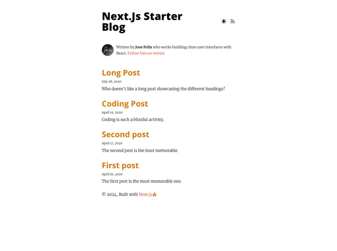 Nextjs Starter Blog screenshot