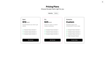 Pricing Page Shadcn screenshot