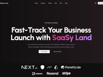 SAASY LAND Next 14 Starters With Authentication And Database Implemented screenshot