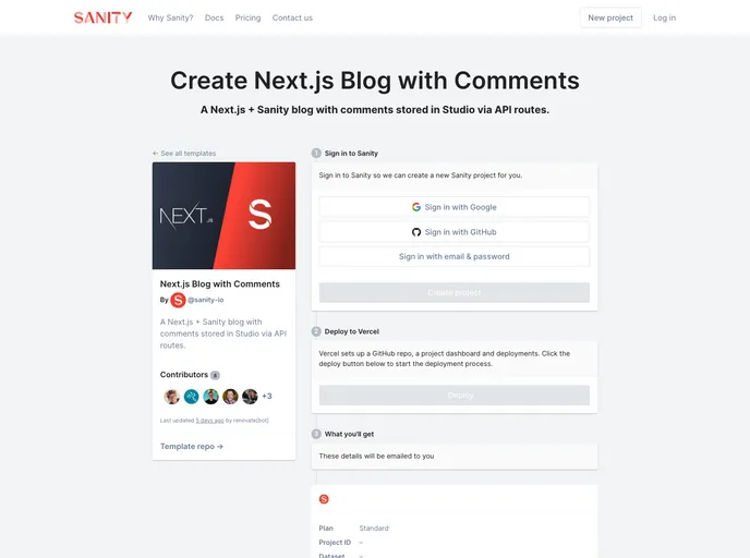 Sanity Template Nextjs Blog Comments screenshot