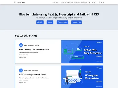 Blog Template Using Nextjs Typescript Tailwindcss screenshot