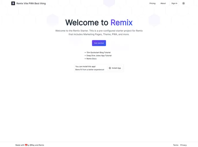 Remix Vite Pwa Starter screenshot